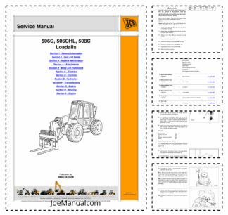JCB 506C 506CHL 508C Loadalls Telehandlers Service Manual 9803-3640U