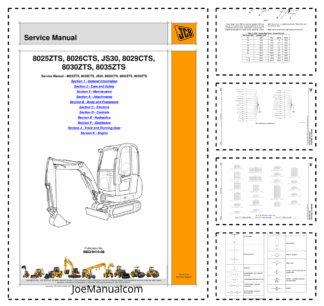 JCB 8025ZTS 8026CTS JS30 8029CTS 8030ZTS 8035ZTS Mini Excavator Service Manual 9803/9410