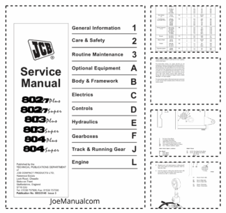 JCB 802.7 803 804 Plus Super Excavator Service Manual 9803/3145