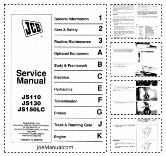 JCB JS110 JS130 JS150LC Service Manual 9803/6100