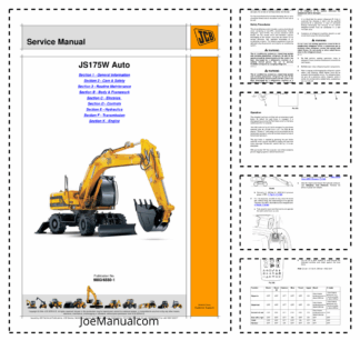 JCB JS175W Auto Wheeled Excavator Service Manual 9803/6550