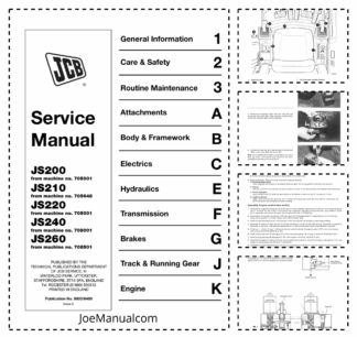 JCB JS200 JS210 JS220 JS240 JS260 Excavators Service Manual 9803/6400