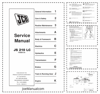 JCB JS210LC Tracked Excavator Service Manual 9803/6510
