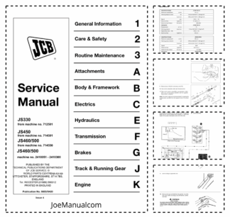 JCB JS330 JS450 JS460 JS500 Tracked Excavator Service Manual 9803/6420