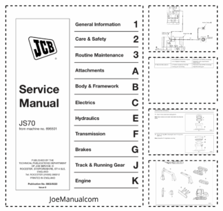 JCB JS70 Excavator Service Manual 9803/6020