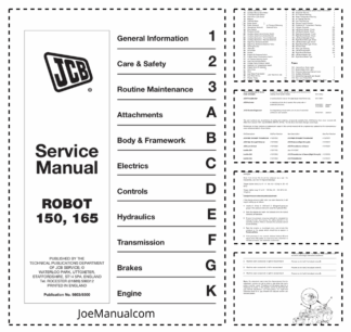 JCB Robot 150 165 Skid Steer Loader Service Manual 9803/8500