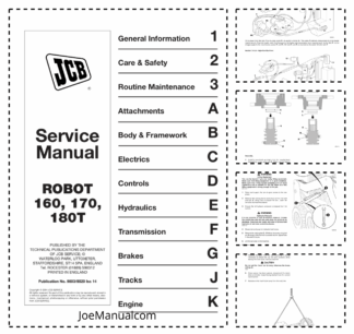 JCB Robot 160 170 180T Skid Steer Loader Service Manual 9803/8520