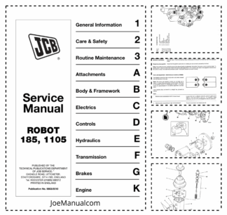 JCB Robot 185 1105 Skid Steer Loader Service Manual 9803/8510