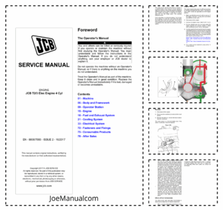 JCB T2 T3 Elec 4Cyl Engine Service Manual 9806/7000