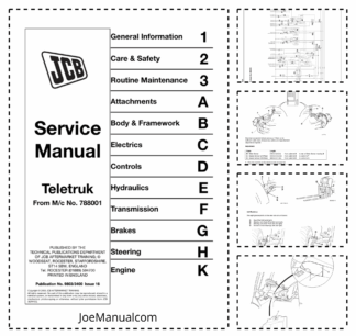 JCB Teletruck Telescopic Forklift Service Manual 9803/3400