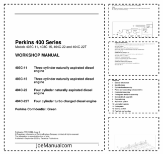 Perkins 403C 11 403C 15 404C 22 404C 22T Engine Workshop Manual 9806/2190