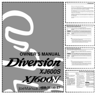 Yamaha XJ600S XJ600N Diversion Owners Manual