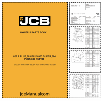 JCB 804 Super 802.7 803 804 PLUS 803 Super Excavator Parts Catalog 9800/5408P