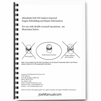 Mitsubishi K4F IDI Engine Repair Manual Printed Book