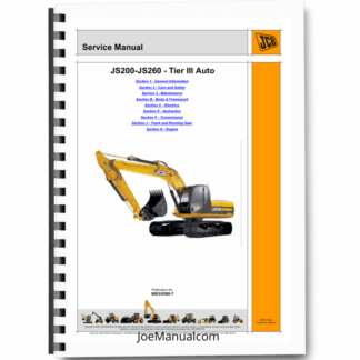 JCB JS200 JS220 JS235 JS240 JS260 Tier III Auto Excavator Service Manual 9803 6580 Printed Book