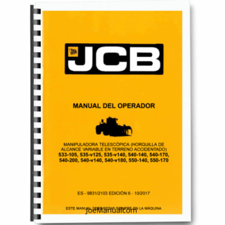 JCB 533 535 540 550 Telescopic Handler Operator Manual 9831/2103 Printed Book