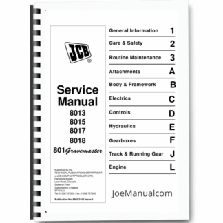JCB 8013 8015 8017 8017 Service Manual 9803/3105 Printed Book