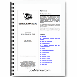 JCB JZ140 [T4i] JZ141 [T4F] Excavator Service Manual 9813/6300 Printed Book