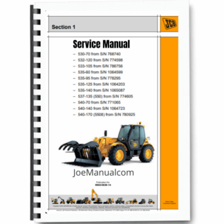 JCB 530-70 532-120 533-105 535-60 535-95 535-125 535-140 537-135 (550) 540-70 540-140 540-170 (5508) Telehandler Service Manual 9803/3630-14 Printed Book