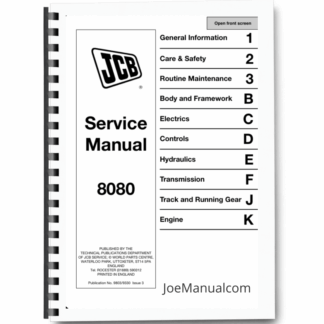 JCB 8080 Excavator Service Manual 9803/9330 Printed Book