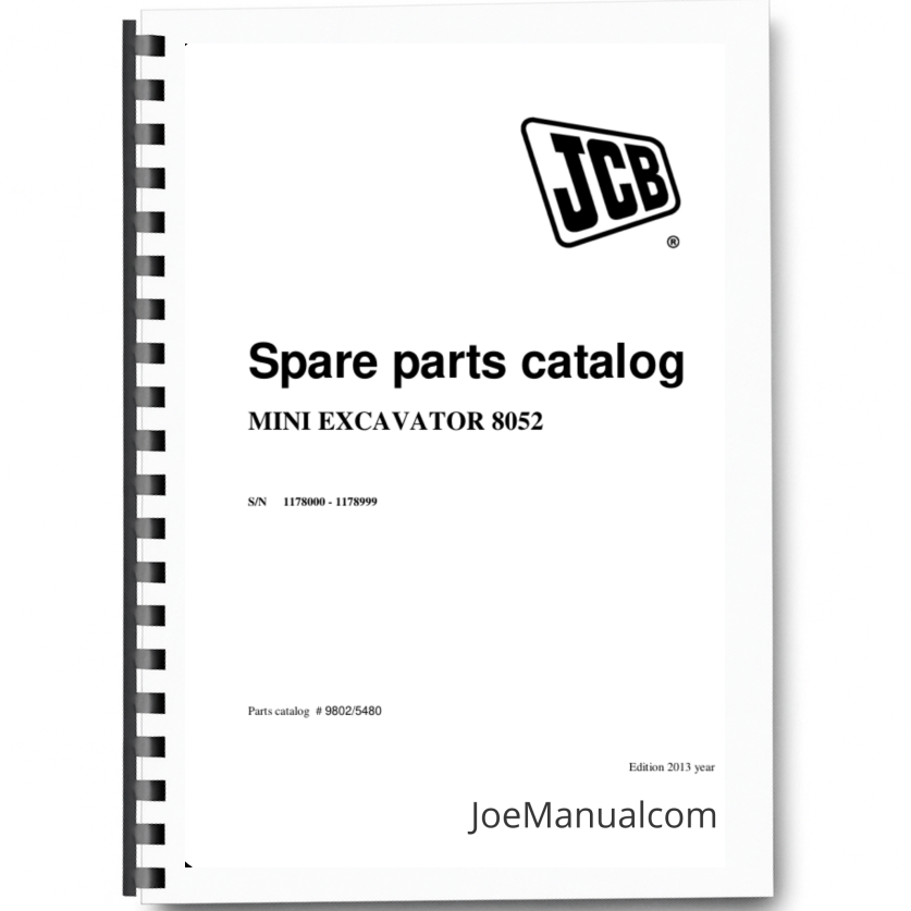 JCB 8052 Mini Excavator Parts Catalog Manual 9802/5480 Printed Book
