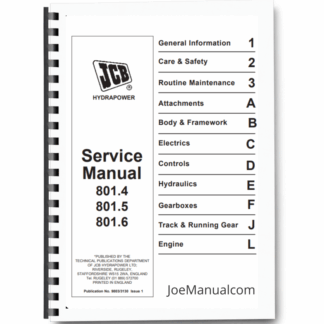 JCB 801.4 801.5 801.6 Mini Excavator Service Manual 9803/3130 Printed Book