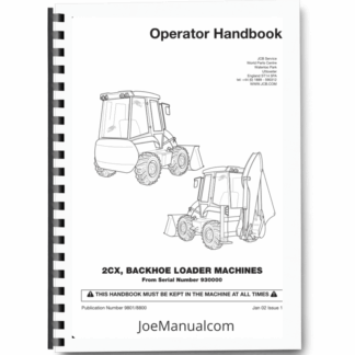 JCB 2CX Backhoe Loader Operator Manual 9801/8800 Printed Book