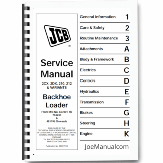JCB 2CX 2DX 210 212 Backhoe Loader Service Manual Printed Book