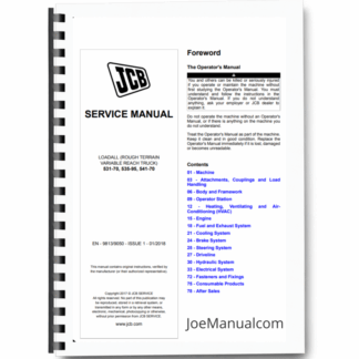 JCB 531-70, 535-95, 541-70 Telehandler Service Manual Printed Book