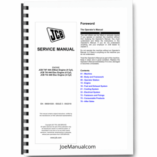 JCB T4F 444 (55kw) T4i 444 T4i 448 4 Cyl Stage IV Engine Service Manual 9806/4300 Printed Book