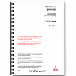Deutz D 2008 2009 Engine Workshop Manual 9806/2295 Printed Book