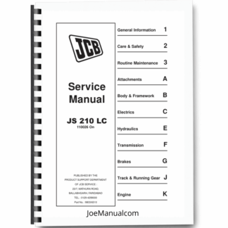 JCB JS210LC Tracked Excavator Service Manual 9803/6510 Printed Book