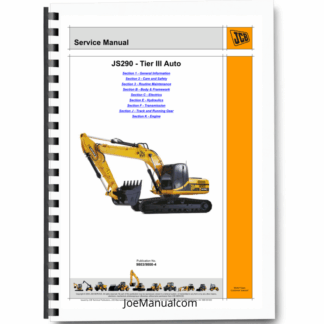 JCB JS290 Tier III Auto Excavator Service Manual 9803/9800 Printed Book