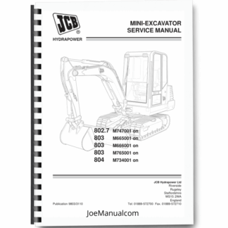 JCB 802.7 803 804 Mini Excavator Service Manual 9803/3110 Printed Book