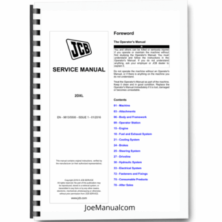 JCB 2DXL Backhoe Loader Service Manual 9813/5500 Printed Book