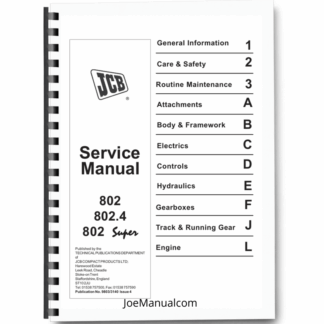 JCB 802 802.4 802 Super Mini Excavator Service Manual 9803/3140 Printed Book