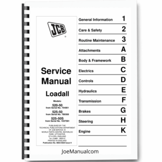 JCB 520 50 525 50 525 50S Loadall Service Manual 9803/3620 Printed Book