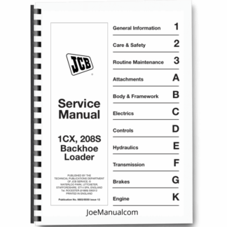JCB 1CX 208S Backhoe Loader Service Manual Printed Book