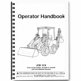 JCB 1CX Mini Backhoe Loader Operator and Maintenance Manual 9801/4230 Printed Book