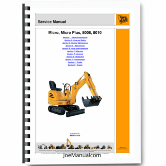 JCB Micro Micro Plus 8008 8010 Mini Excavator Service Manual 9803/9310-5 Printed Book