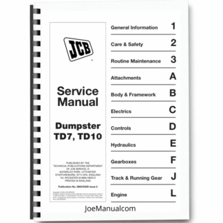 JCB TD7 TD10 Dumpster Service Manual 9803/9320 Printed Book