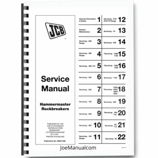 JCB Hammermaster Rockbreakers Attachment Service Manual 9803/1300 Printed Book