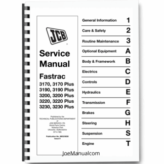 JCB 3170 3190 3200 3220 3230 Plus Fastrac Service Manual 9803/8030 Printed Book