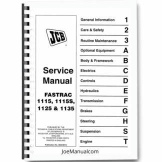 JCB 1115 1115S 1125 1135 Fastrac Tractor Service Manual 9803/8010 Printed Book