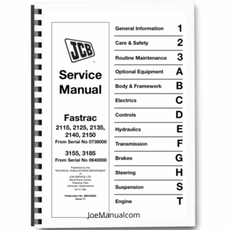 JCB 2115 2125 5135 5140 4150 3155 3185 Fastrac Tractro Service Manual 9803/8020 Printed Book