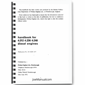 Perkins 4.212 4.236 4.248 Engine Hanbook Operation Manual Printed Book
