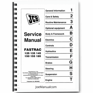 JCB 125 135 145 150 155 185 Fastrac Tractor Service Manual 9803/8000 Printed Book
