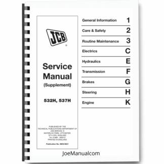 JCB 532H 537H Loadall Service Manual Supplement 9803/3641 Printed Book
