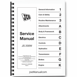 JCB JS200W Excavator Service Manual 9803/6320 Printed Book
