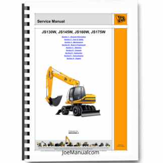 JCB JS130W 145W 160W 175W Excavators Service Manual 9803/6590-4 Printed Book